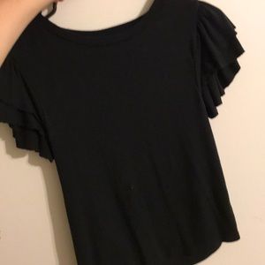 Black ruffled sleeved top